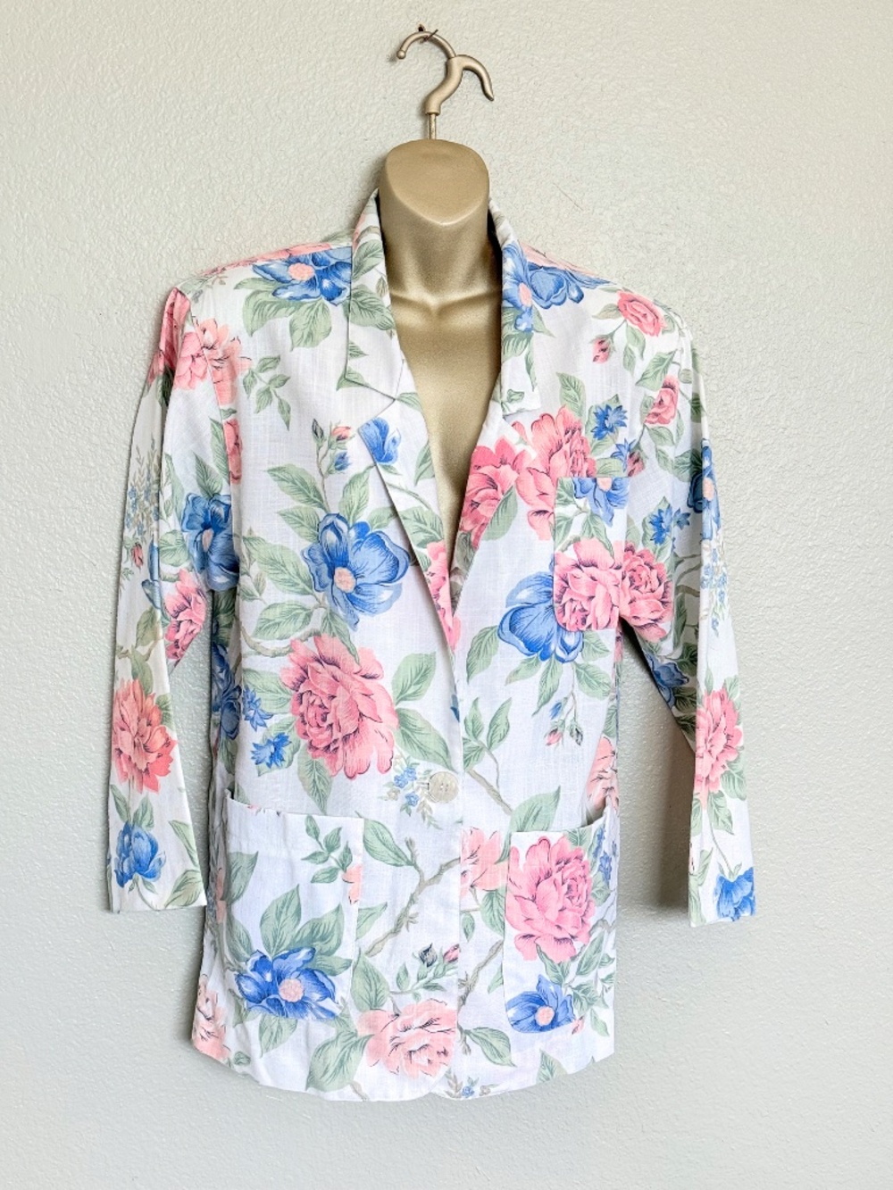 VTG 90s Floral Cottagecore Pastel Garden Lightweight Spring Blazer Sz 10